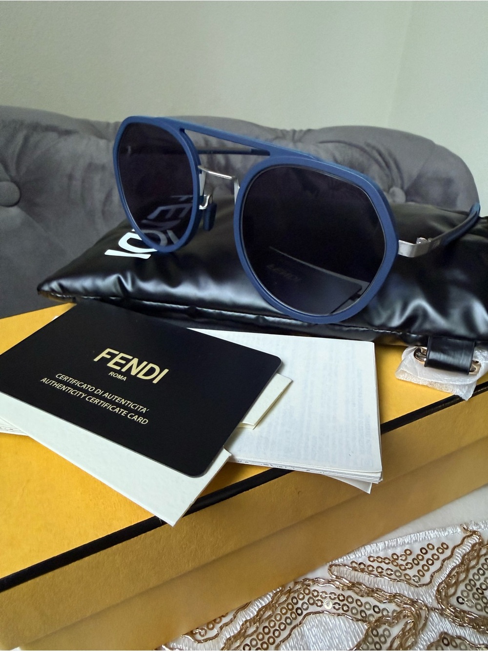 🔥New FENDI Sunglasses FE40040U 90V Matte Blue/Silver/Blue 51-24-145🔥